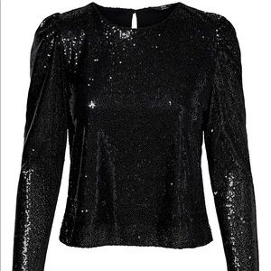 Sequinned puff sleeve blouse